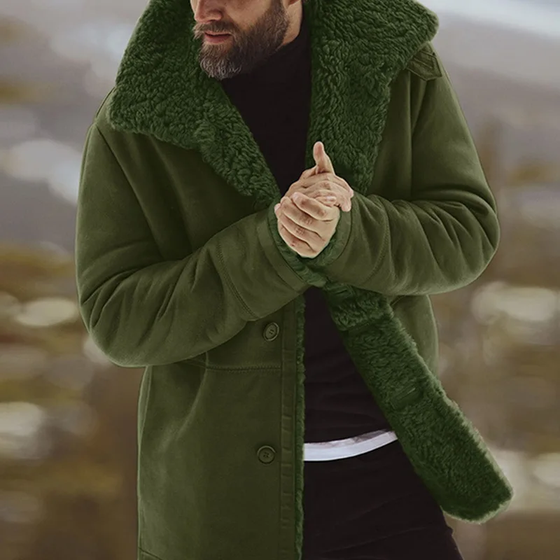 Зимняя куртка в стиле милитари, Мужская Толстая теплая куртка, куртки с отворотом, обычная куртка, верхняя одежда, флисовая куртка, повседневная верхняя брендовая одежда
