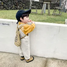 Вельветовый комбинезон в Корейском стиле для девочек и мальчиков, осенние модные детские штаны для детей 1-6 лет