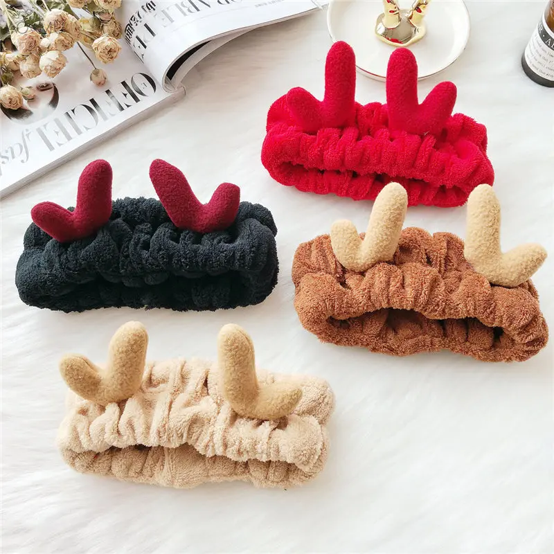 

AOMU Christmas Winter Colorful Elk Antlers Plush Hair Band Funny Hair Accessories Headband for Birthday Gifts Party Wedding Jewe