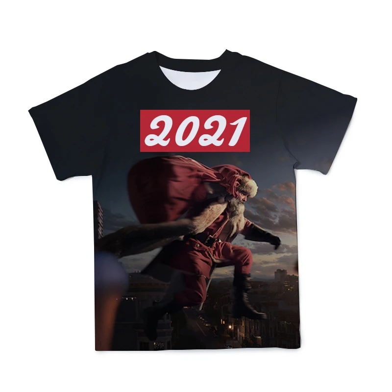 

2021 New Christmas Anime T-shirt Children/Men/Ladies/Street Style/Comfortable Fashion/Santa Claus/110-6XL