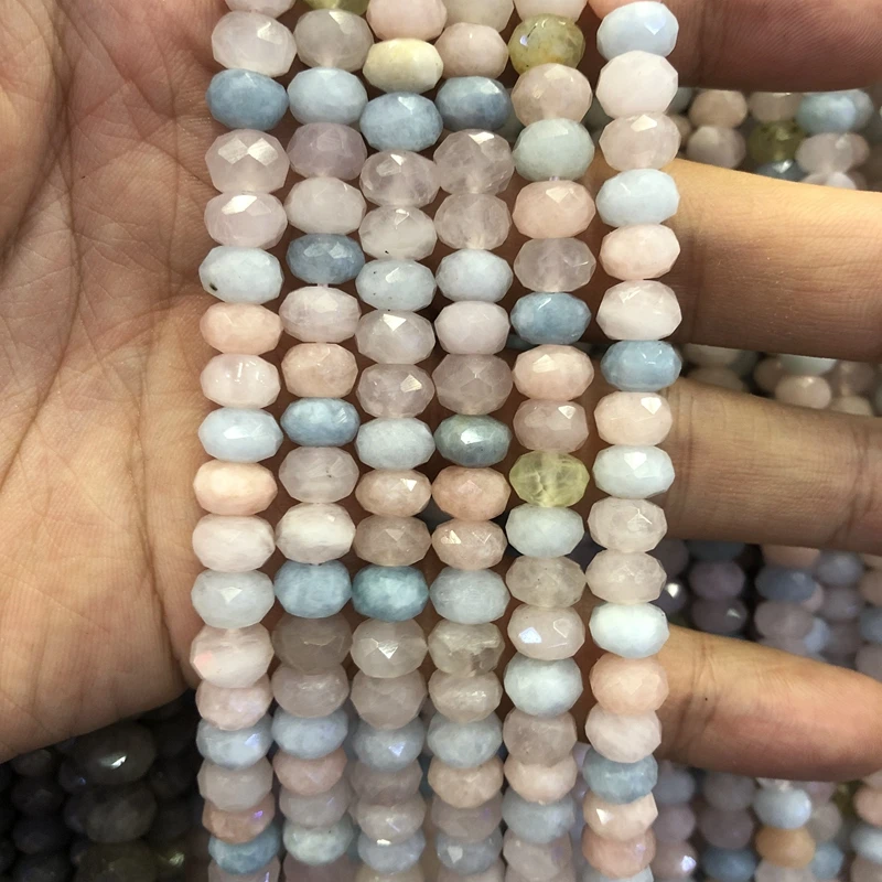 

Оптовая продажа, 2 струны, бусины из драгоценных камней Morganite Beryls с гранями, 4x6 мм, 5x8 мм, граненые бусины круглой формы для ювелирных изделий «сделай сам», 15,5 дюйма/нить