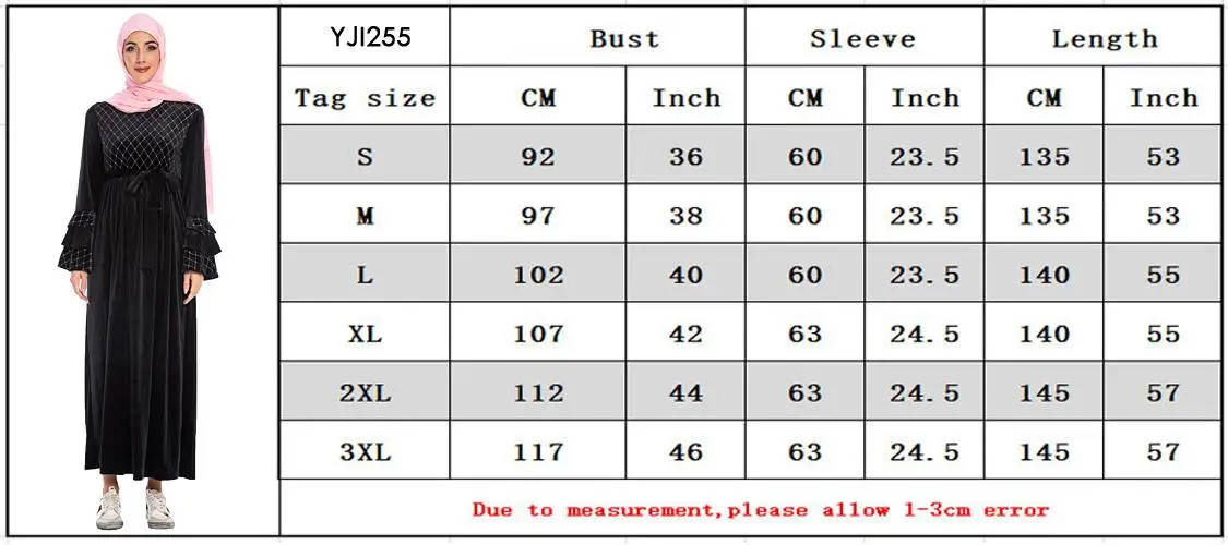 Женское бархатное теплое Модное Длинное мусульманское платье макси Дубай Кафтан Повседневный халат абайя рукав-клеш О-образным вырезом Исламская одежда свободное платье