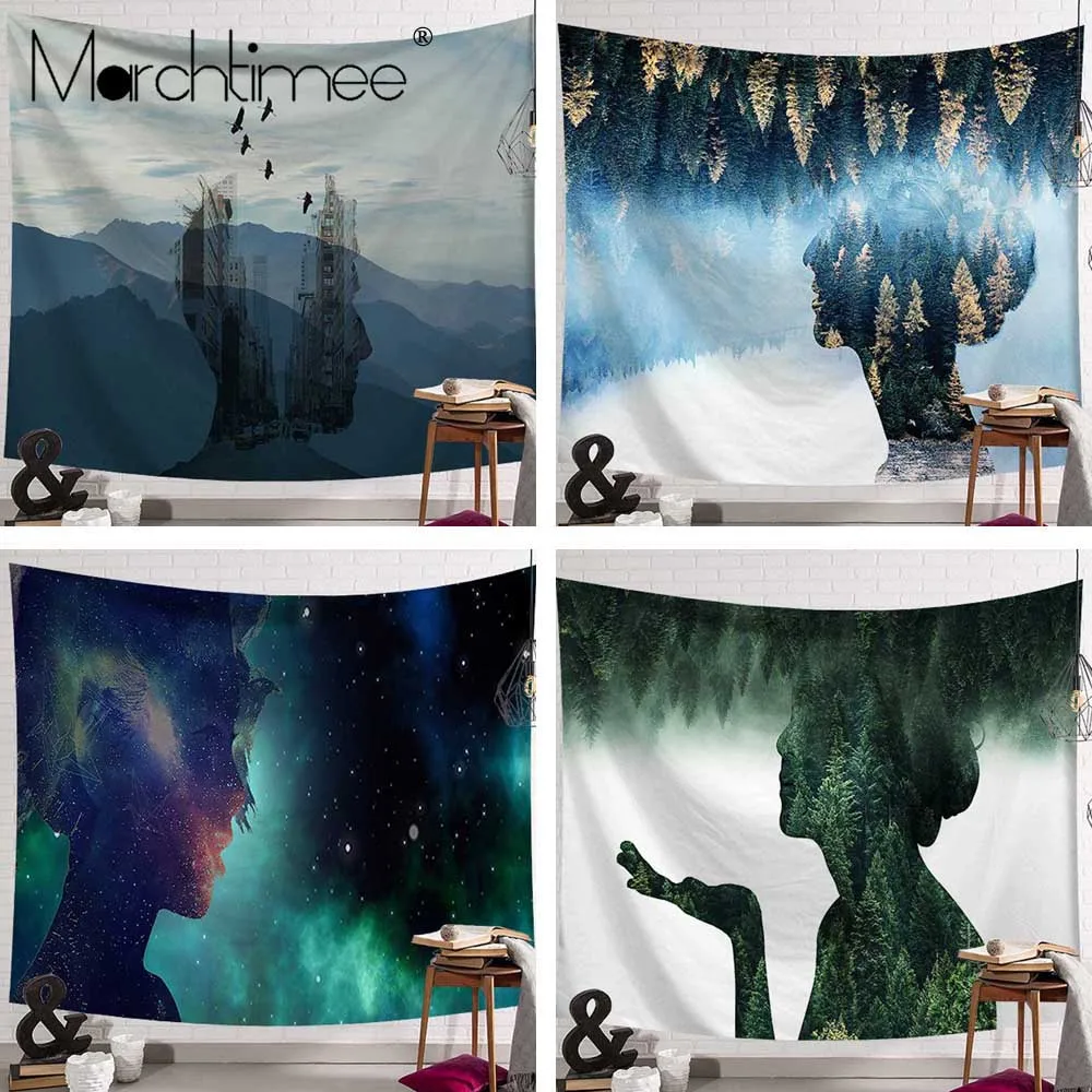 

Beautiful Night Sky Wall Tapestry Home Decorations Wall Hanging Living Room Bedroom Forest Starry Night Female Man Tapestries