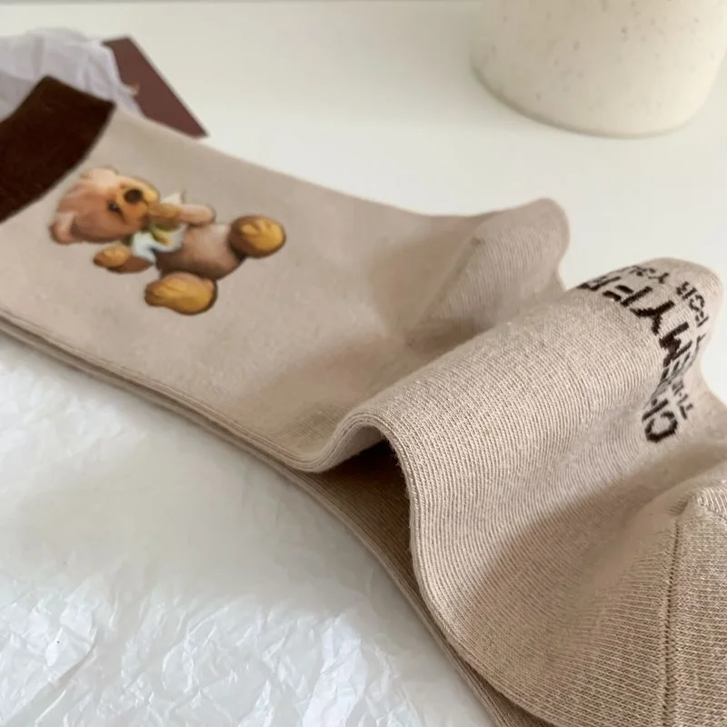 New Products Autumn And Winter Women's Socks Original Cute Bear Pattern Japanese Korean Campus Cotton Christmas Socks