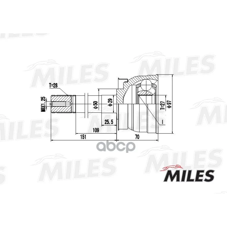 Шрус Nissan Pathfinder R50/Pick Up D21/D22/Terrano R20 2.4-3.5 90-07 Нар. Miles Ga10020 Miles арт. GA10020