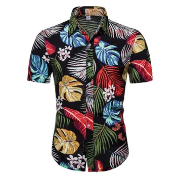 

Printed Slim Fit Casual Shirts For Men 2020 Hawaiian Shirt Short Sleeve Men Shirt Summer Mens Shirts Casual Regular Fit