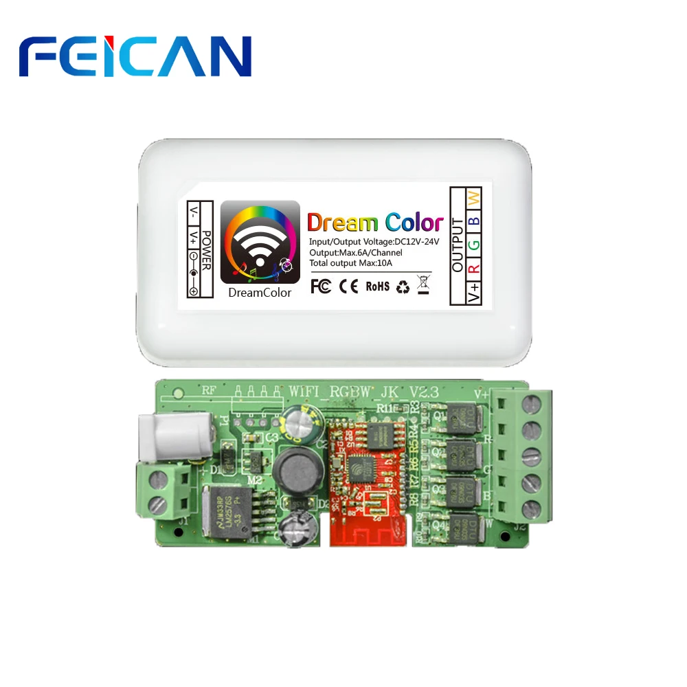 Wifi светодиодный RGB контроллер DC12-24V 10А 3CH/4CH RGB мини светодиодный контроллер от Android и IOS APP для SMD3528 5050 светодиодный светильник