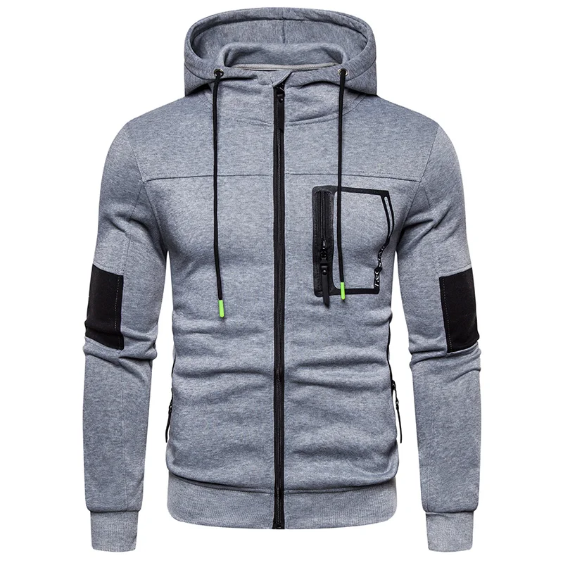 Light Gray Бренд UNPADUPE, модные мужские толстовки с капюшоном на молнии, дизайн с капюшоном, тонкая толстовка, мужская толстовка с капюшоном, толстовки в стиле хип-хоп, спортивная одежда, спортивный костюм, ЕС - Цвет: Light Gray