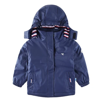 

Export Europe Boys PU Waterproof Rain Jacket Autumn Windproof Warm fleece lining Jacket Kids Thick Quilted Padded Parka