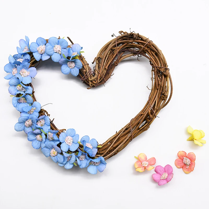 Daisy Flower Head Mini Silk Artificial Flowers For Home Wedding Christmas Decoration DIY Heart Shaped Wreath Hanging Ornaments