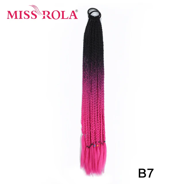 Synthetic Chignon Hair 60cm Hair Color Gradient Dirty Braided Ponytail Women Elastic Hair Rubber Band Hair Accessories Headband B7