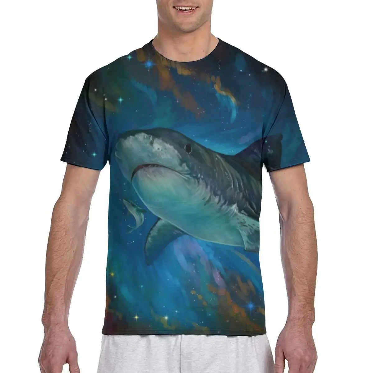 

Shark New Print Men's Harajuku Pullover Short Sleeve