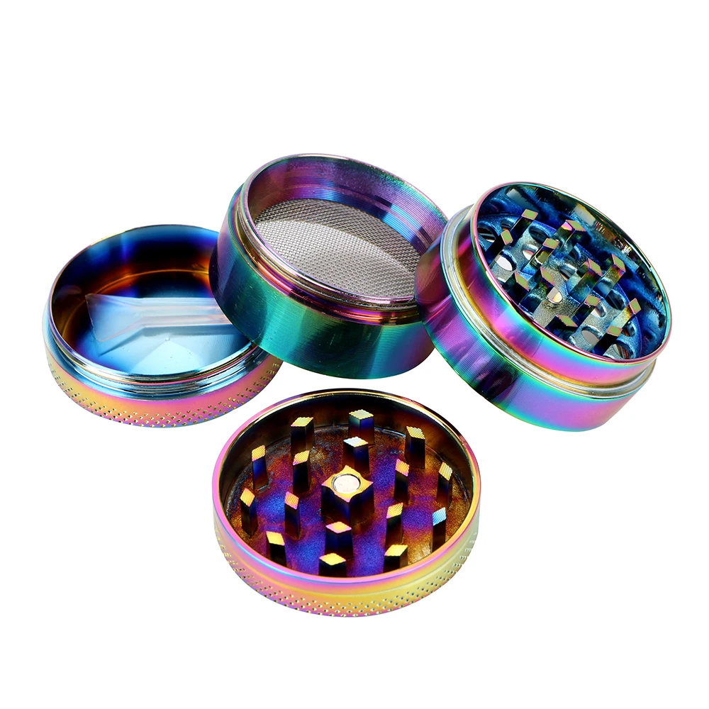 NICEYARD 40mm 4-layer Zinc Alloy Rainbow Hand Muller Smoking Pipe Accessories Cigarette Accessories Spice Tobacco Grinder