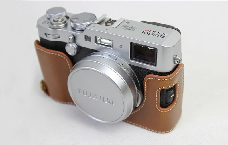PU кожаный чехол для камеры для Fuji X100F портативный половина тела набор с батарейным отсеком
