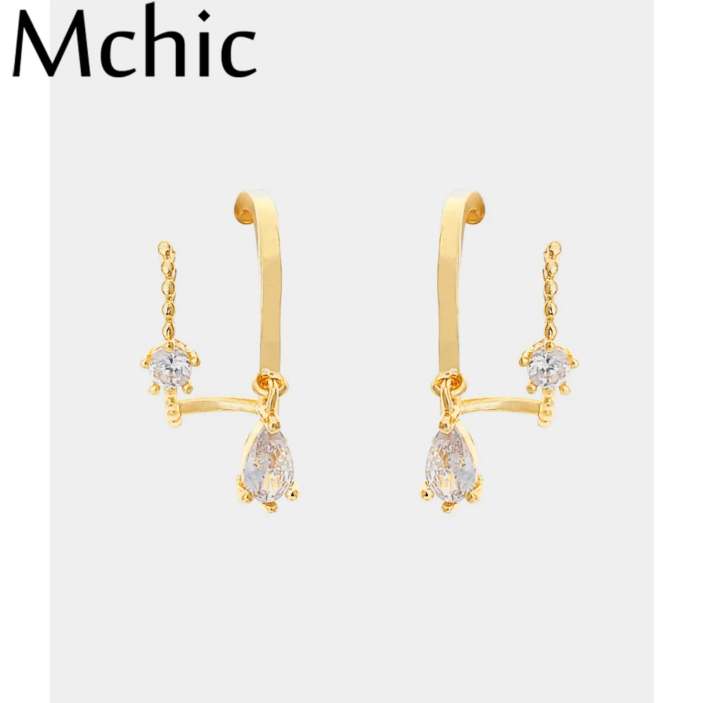 Mchic капля цвета золота серьги Модные ювелирные изделия минималистский Блестящий