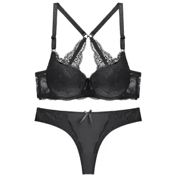 

Sitonjwly Sexy Women's Bra Seamless Gathered Brassiere Bra and Thong Set Female Intimate Underwear Bras Panties Set Lingerie