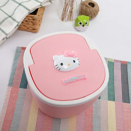Hello kitty Настольный мусорный бак Doraemon милый эластичный чехол Домашний Мини Пресс спальня мусорный бак офисный стол мусорный бак мусорное ведро - Цвет: Kitty head with bag