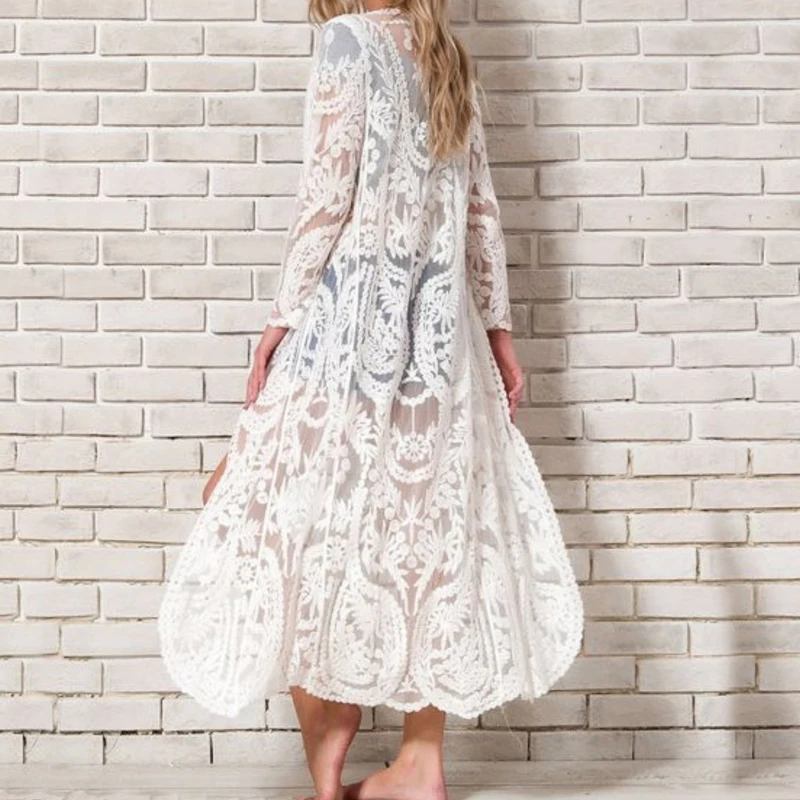 Новое Кружевное пляжное накидка Sarong, Пляжное парео Para Плайя, купальник, накидка, женский халат, Пляжное Платье-кафтан, Пляжное Платье