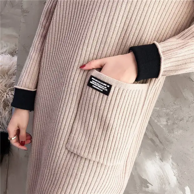 Настоящее пончо Blusas De Inverno Feminina свитер женский 9473-9096 Новинка длинный карман Сетчатое вязаное платье 54-2f, 9 рядов, 2 полки