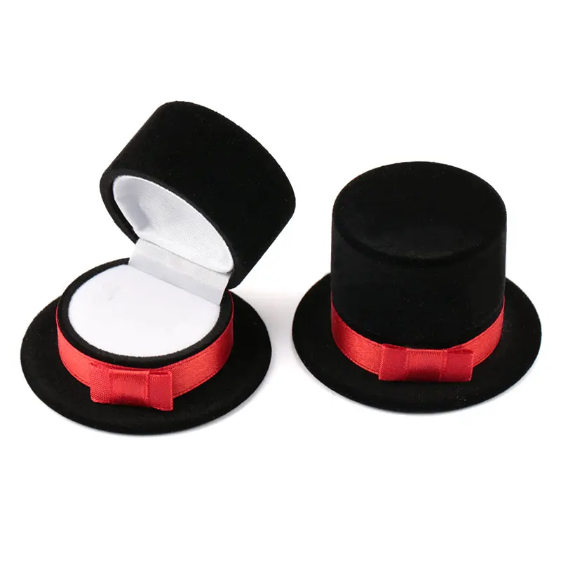 hat-black 1 шт. прекрасный бархатный контейнер для ювелирных изделий коробка для свадебных колец для сережек Ожерелье Браслет Дисплей Подарочная коробка держатель 16 стилей - Цвет: hat-black