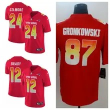 Новая Англия Женская Мужская молодежная Том Брэди Стефон гилморе ограниченная футбольная Джерси Патриоты красный AFC Pro Bowl