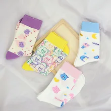 Мягкие хлопковые носки для девочек в стиле хип-хоп с изображением медведя и кролика; всесезонные милые женские длинные носки без пятки; модные прекрасные женские носки