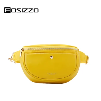 

FOSIZZO Waist Bag Women Fashion PU Leather Solid Waist Packs Fanny Packs 2020 High Quality Chest Bags FS5149