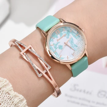 

Elegant Women Watch Sparkly Rotate Rhinestone Dial Cute Rabbit Quartz Clock Luxury Diamond Bracelets Dress Lady Exquisite 2020