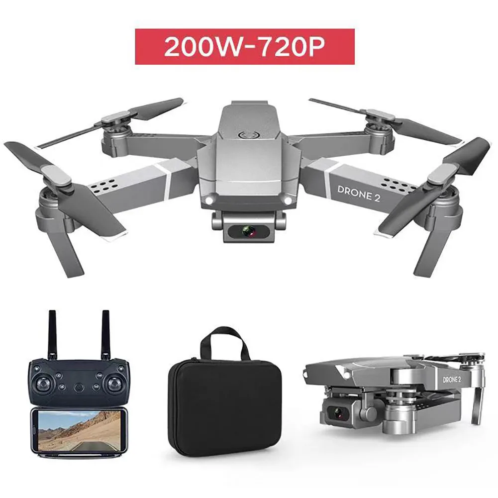 720p With 2 Battery E68 складной Квадрокоптер с удержанием высоты wifi FPV HD камера Пластиковый детский подарок Радиоуправляемый Дрон широкоугольный светодиодный светильник перезаряжаемый видео - Цвет: 720p With 2 Battery