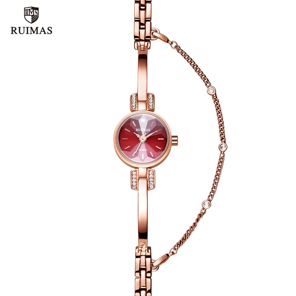 

RUIMAS Luxury Crystal Watch Women Waterproof Rose Gold Steel Strap Ladies Wrist Watches Top Brand Bracelet Relogio Feminino 313