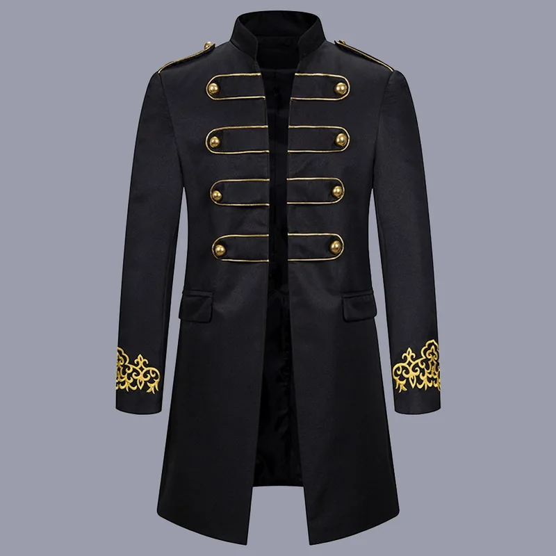 CYSINCOS Men Military Stars Trench Coat Frock Outwear Vintage Overcoat Medieval Renaissance Jacket Cosplay Costume | Мужская одежда