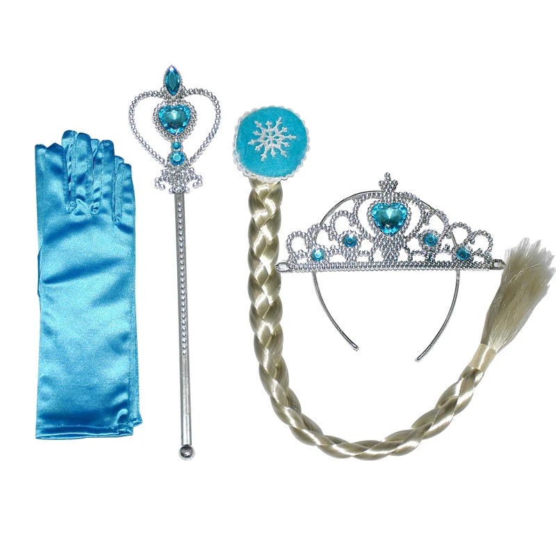 Accessory A Платье Эльзы 2 новое платье для девочек; платье принцессы для девочек пижамный комплект на Рождество, Косплэй Анна День рождения с длинными рукавами костюм «Эльзы»; Детские платья - Цвет: Accessory A