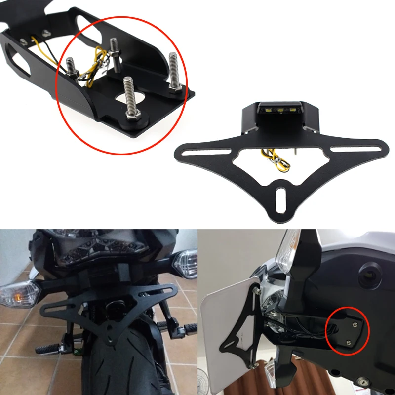 Рамка номерного знака для Kawasaki Z650 Ninja 650-, кронштейн для номерного знака мотоцикла, рамка, светодиодный светильник, заднее крыло
