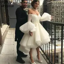 Горячая новинка халат De Soiree платья на выпускной с вырезом сердечко Привет Низкий Пышный рукав плюс размер белые сексуальные вечерние платья для женщин