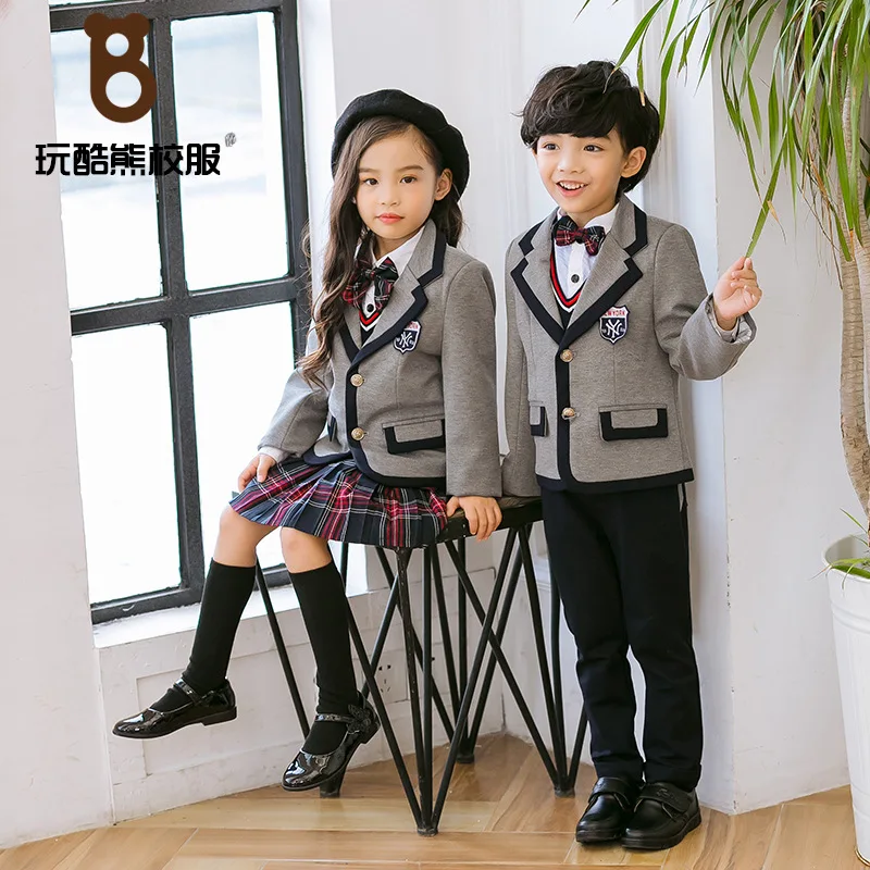

Play Cool Bear Children England College Style Suit Set Primary School STUDENT'S School Uniform Customization Kindergarten Suit S