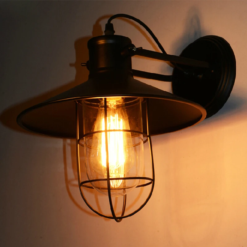 

LED Lighting Rural Industry Retro North European American Bedside Lamp Warehouse Birdcage Wall Lamp Iron Wall Lamp