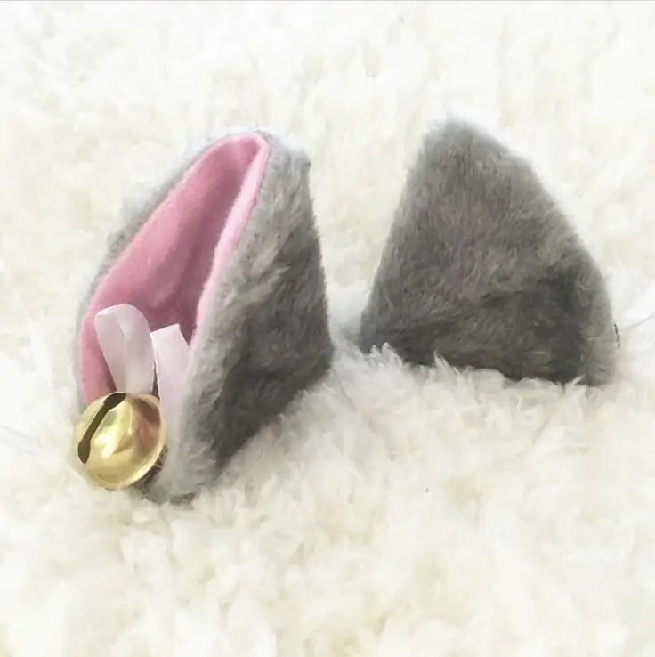 grey 1 пара, милые колокольчики, кошачьи ушки, заколка для волос, для женщин, для косплея, аниме, костюм, Хэллоуин, день рождения, аксессуары для волос, заколка для девочек - Цвет: grey