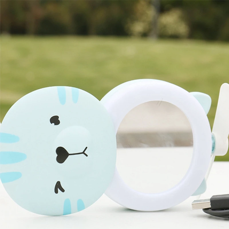 Usb мини-вентилятор макияж Led зеркало Usb Перезаряжаемый охлаждающий вентилятор портативный многофункциональный карман Catton вентилятор-Розовый