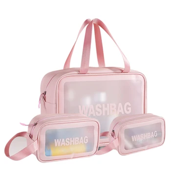 

AA Women Large Capacity Portable Makeup Storage Pouch for Travelling/Business Trip Ladies Waterproof Matte Clear Toiletry Bag