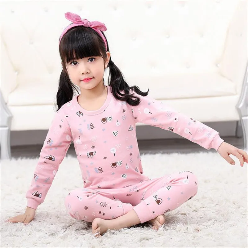 Хлопковые детские пижамы для девочек, пижамный комплект с рисунками животных, теплая одежда для сна с длинными рукавами Pyama, детская одежда для сна для мальчиков детская одежда - Цвет: 916