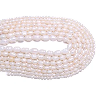 

Natural Freshwater Pearl Beads High Quality 34cm Rice Shape Punch Loose Beads for DIY Elegant Necklace Bracelet Jewelry Making