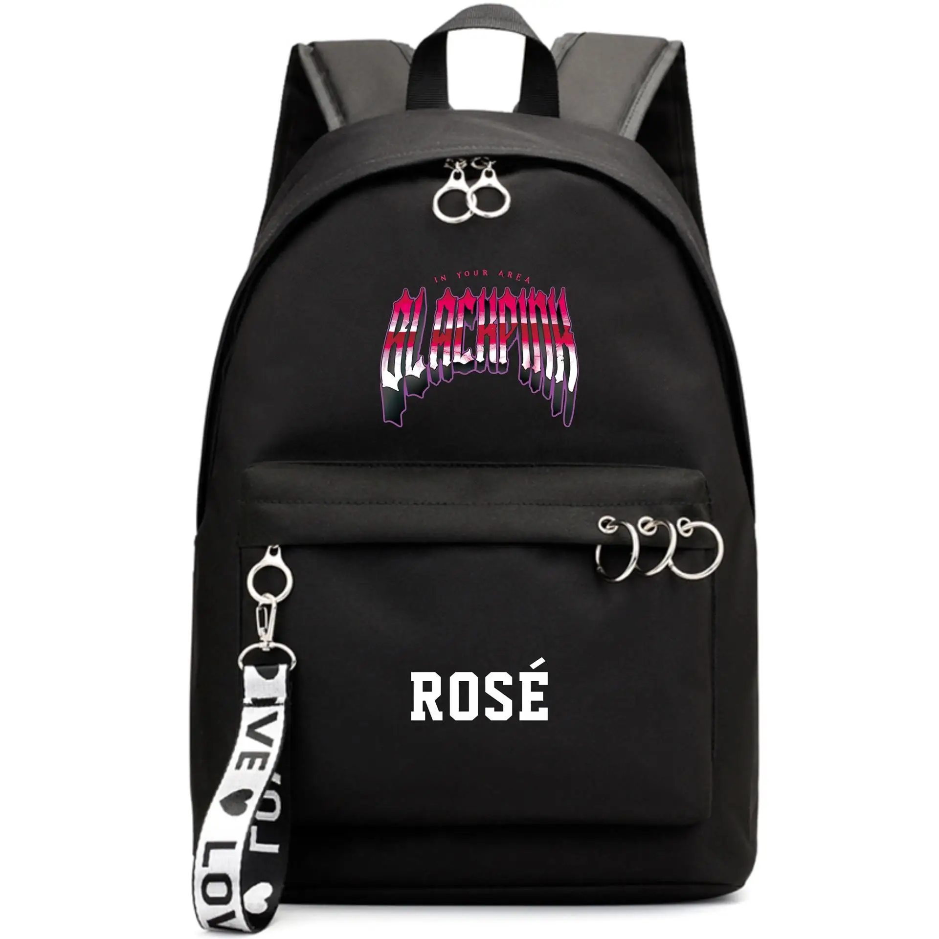 Style 6 Blackpink вентиляторы черный розовый рюкзак школьный книги сумки Mochila дорожные сумки ноутбук кольцо с изображением ленты рюкзак в форме круга розовый черный - Цвет: Style 6