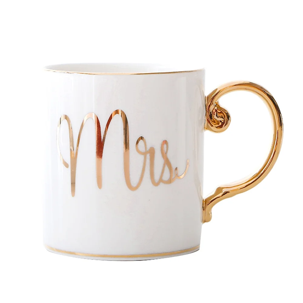 MRS Современная чашка на двоих молоко питьевой подарок керамическая s украшение дома Европейский стиль кружка, керамическая чашка - Цвет: MRS