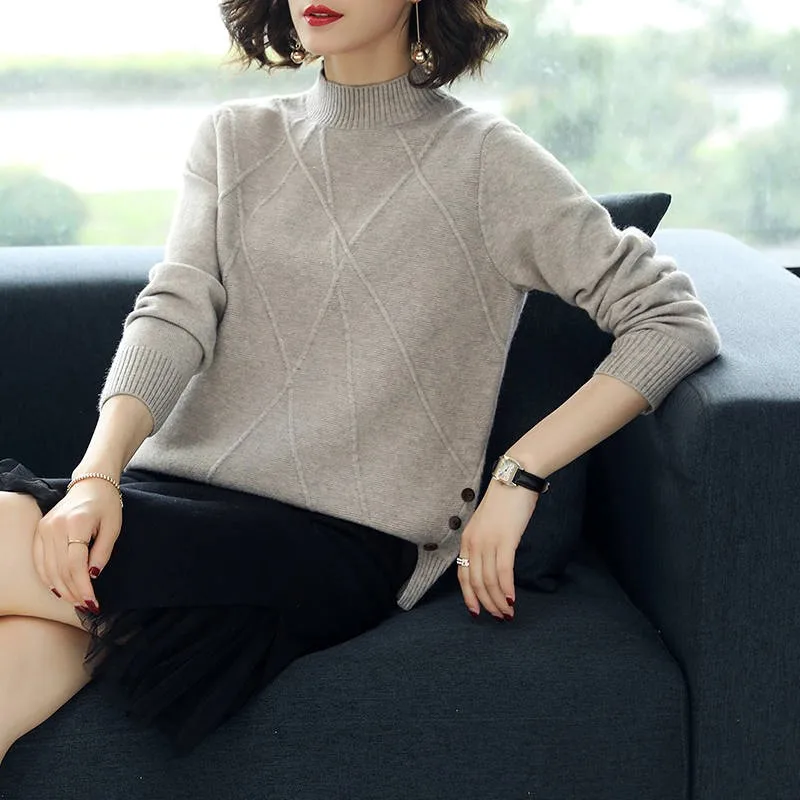 2019 Sweater women autumn winter loose casual Solid color sweater long-sleeved Knitwear women short sweater NS4329