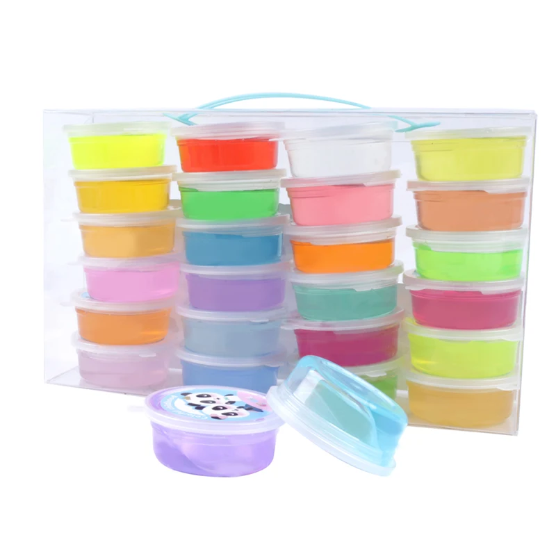 

24PC Transparent Slime Toys Crystal Glue for Fluffy Putty Cloud Slime Plasticine Clay Light Polymer Kids Antistress Toy Supplies