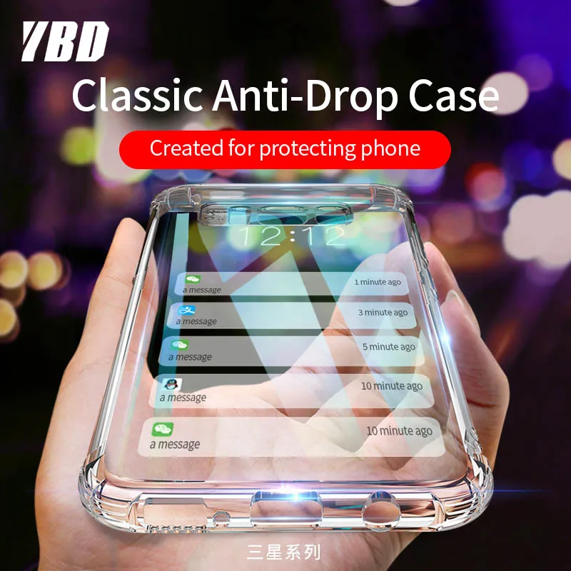 

YBD Clear Soft TPU Case For Samsung Galaxy S10 S8 S9 Plus S7EDGE ShockProof Cover Note 10 PRO 9 8 M 10 20 30 40 Silicone Case