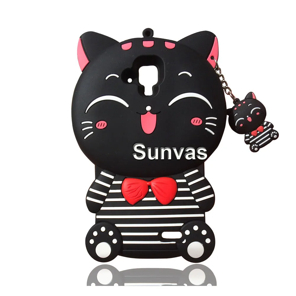 Black Чехол для lenovo A536, милый мягкий силиконовый чехол с 3D рисунком в полоску, с изображением кота, для lenovo A536, задняя резиновая накладка для мобильного телефона - Цвет: Black