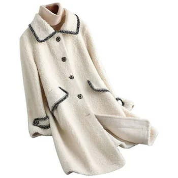 

Real Fur Coat Women Clothes 2020 Sheep Shearing Winter Jacket Warm Wool Coat Female Long Overcoat Streetwear manteau femme L514