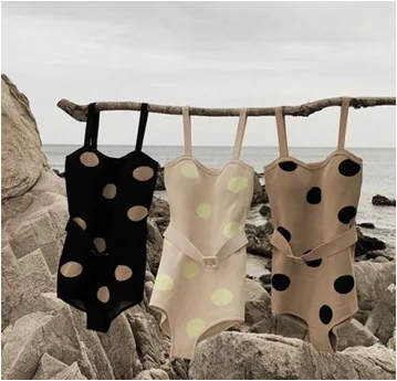 

One Piece Sports Swimwear Swimming Costume Women's Swimsuit With Push Up Cups Big Bob Knitting Contracted Cute Animal Cotton