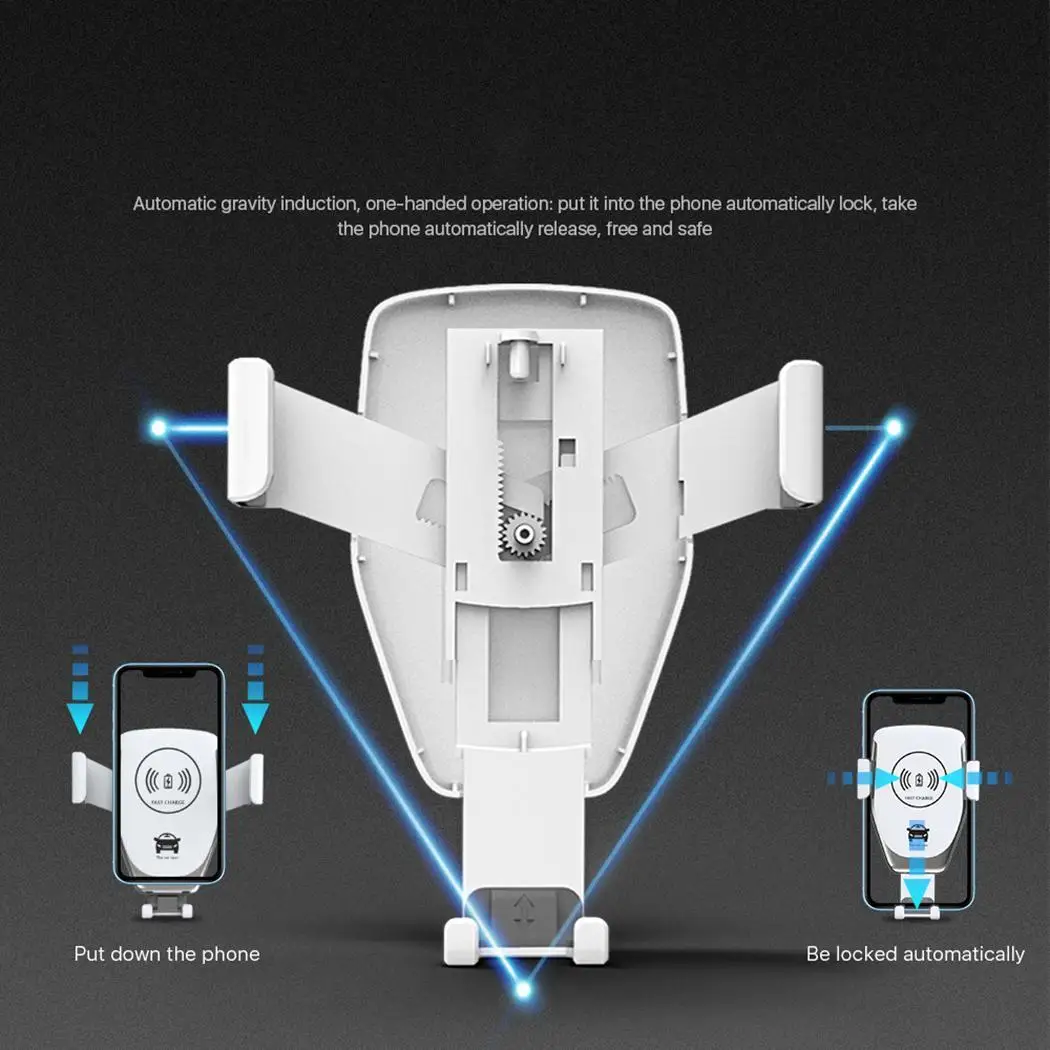 10 Вт Беспроводная зарядка Gravity Car Air 110-205 кГц 4-6,5 дюймов мобильный телефон выход 4-8 мм Кронштейн для мобильного телефона